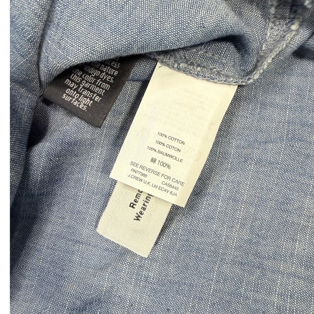 J. Crew Off Shoulder Chambray Top Womens 6 Blue Tie Sleeve Peasant Blouse NWT - Picture 7 of 7